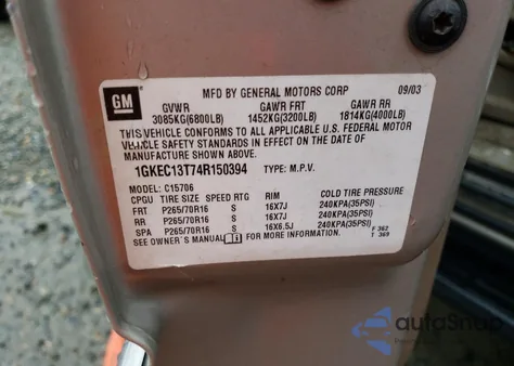 2004 GMC Yukon z USA, uszkodzony, nr VIN 1GKEC13T74R150394